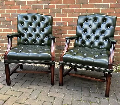 Pair Of Chesterfield Style Gainsborough Full Button Armchairs • £475