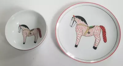Winterthur Interpretaiton Childs Plate And Bowl Set With Polka Dot Horse • $13.59