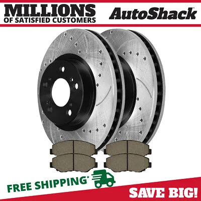$70.34 • Buy Front Drilled Slotted Brake Rotors & Pads For Honda Civic CR-V Acura ILX 2.4L