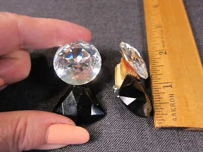 Gorgeous Vintage Wendy Gell Clear & Black Big Chunky Clip-on Earrings • $29.99