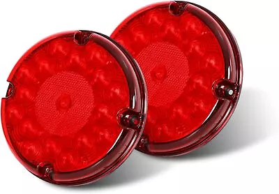 2PCS 7  Round 17 LED Trailer Stop Turn Tail Brake Lights Red Reflex Lens 12V DC • $27.51