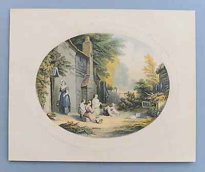 Vintage Original Engraving Old Oval Print Le Blond & Co Plate No 75 The Pet Rabb • £10