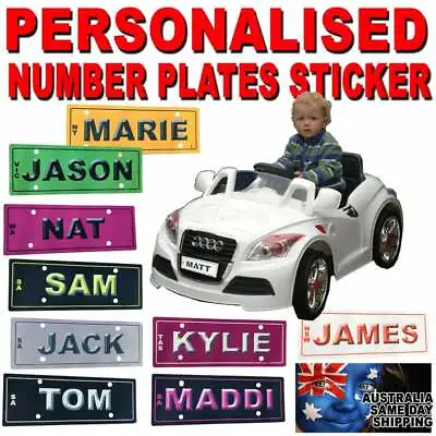 NOVELTY PERSONALISED KIDS CAR BIKE MINI NUMBER PLATE LICENCE SIGN 14x6 * STICKER • $4.94