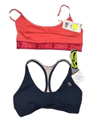 2x Ladies Zumba Sports Bra Tops Gym Training Crop Dance Size Small Uk 8-10 • £7.99