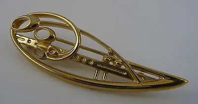 Ola Gorie 9ct Yellow Gold Charles Rennie Mackintosh Brooch Pin Glasgow Style Box • £190