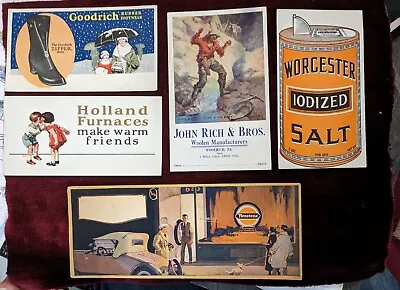 5 Vintage Advertising Ink Blotter Lot Firestone Goodrich Holland Furnace  • $14.99