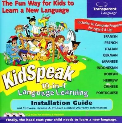 KidSpeak 10-in-1 PC MAC CD Learn Spanish Hebrew German French Korean Languages • $4.49