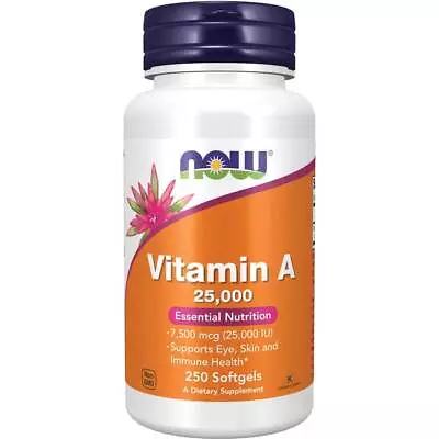 NOW Foods Vitamin A 7500 Mcg (25000 Iu) 250 Sgels • $14.49