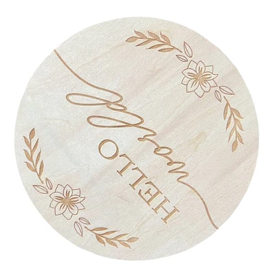 (L2)Baby Announcement Sign 5.9in Basswood Ornament Hello World Baby Sign Photo • $6.36