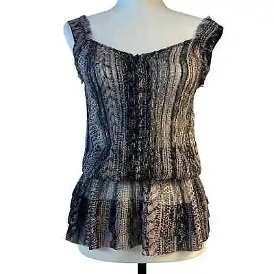 Guess By Marciano Silk Tank Top Women's Size XS V-Neck Brown With Black Stripe • $25