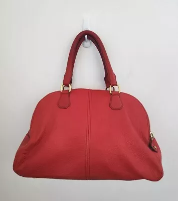 J. Crew Biennial Red Pebbled Leather Satchel Handbag Gold Hardware  • $89.98