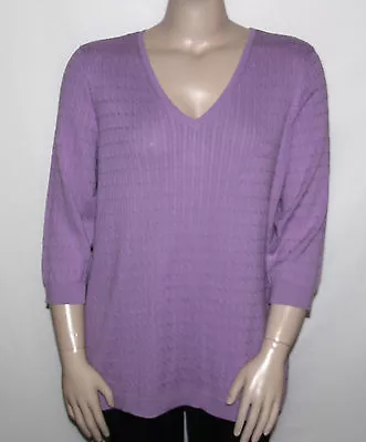  NEW Motto Plus Size 2X Essentials 3/4 Sleeve Ribbed V-neck Sweater ORCHID  • $24.99