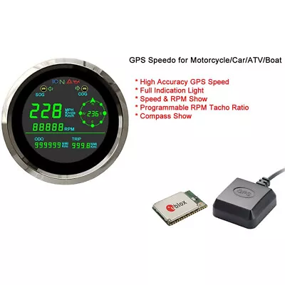 12V/24V Motorcycle Truck 85mm LCD GPS Speedometer Overspeed Alarm Tachometer 1PC • $98