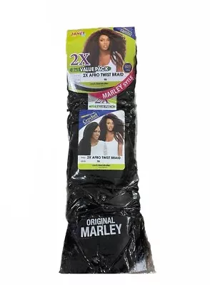 Janet Crochet Braids 2X AFRO MARLEY TWIST BRAID  (4-Pack)-1B (Natural Black) • $22