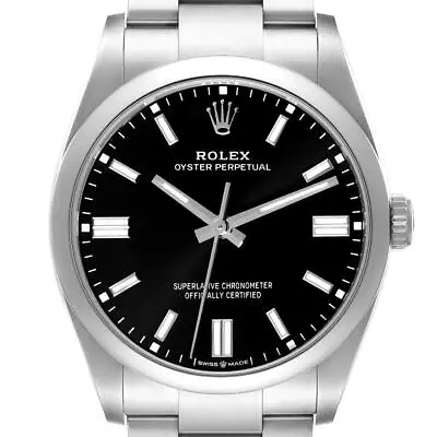 Rolex Oyster Perpetual Black Dial Steel Mens Watch 126000 Box Card • $8970