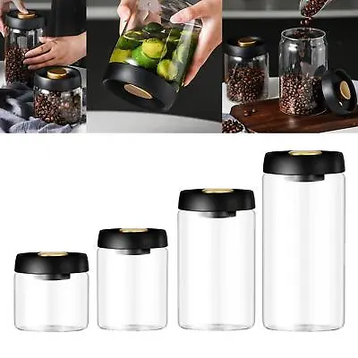 $17.98 • Buy Glass Vacuum Food Storage Canister Airtight Glass Jars Sugar Candy Cereal