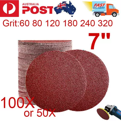 50/100pcs 7  180mm Sanding Discs Pad 60 80 120 180 240 320G Abrasive Sandpaper • $25.79