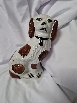 Antique Victorian Staffordshire Brown & White Spaniel Wally Dog Figure A/f • £18.50