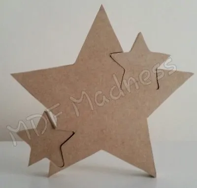 £3.95 • Buy Free Standing Mdf Star With 2 Star Inserts. Wooden Craft Shape