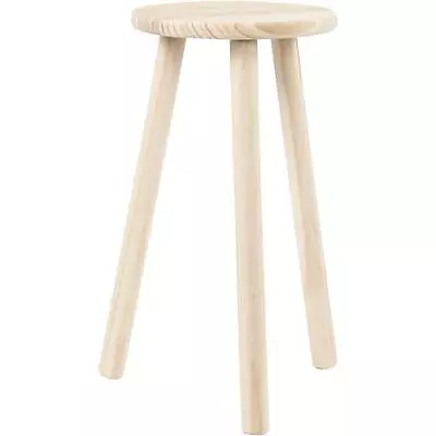 Pine Wood Round Seat Milking Stool With Round Legs Decoration Material Crafts • £27.99