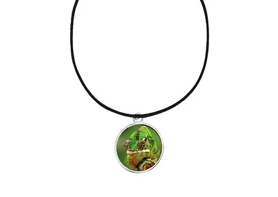 Chameleon Reptile Ref1z1 DOME On 18  Black Cord Necklace Jewellery Gift Handmade • $9.82