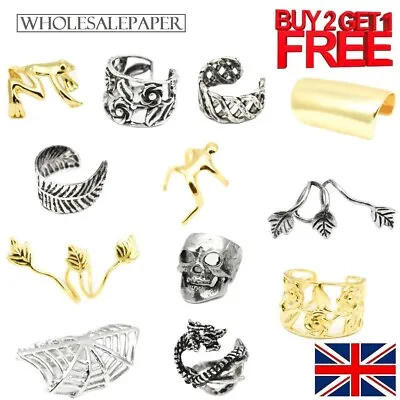 Ear Cuff Clip On Silver Gold Fake Earrings Cartilage Helix Ring Wrap Non Pierced • £2.84