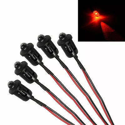 5x Red Flashing Pre Wired 5mm LED + Bezel Holder Light Lamp 12V • £3.69