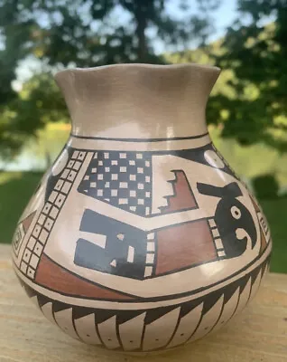 Retro Art Deco. Mexico Tribal Pottery Vase Hand Painted & Signed By Artist • $25