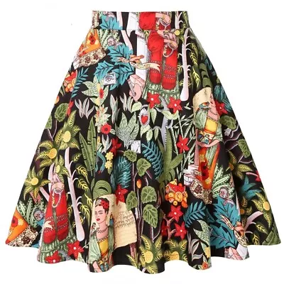Frida Kahlo Inspired Mexican Theme Vintage Style Skirt Size L Black Tones • $34.95