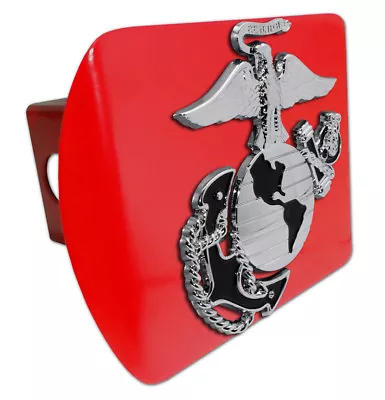 Marine Corps Red Metal Hitch Cover Ega Black Chrome Emblem Made In Usa  • $79.99