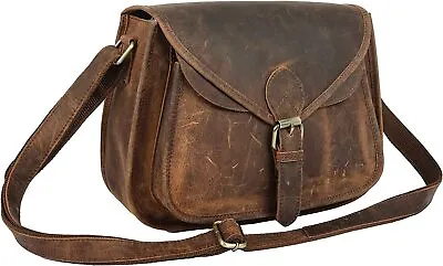 Vintage Buffalo Leather Women Hippe Purse Crossbody Shoulder Travel Satchel Bag3 • $85.35