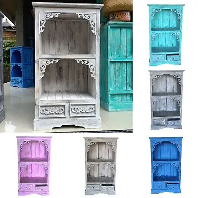 Albasia Wood Cabinet Unit - Handmade Bali Wooden Shelving Dresser 120cm Tall • £189.95