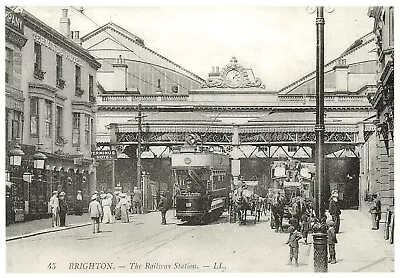 Sussex Postcard C1905 Repro The Railway Train Station Brighton Tram OS8 • £3.76