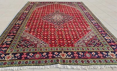 Authentic Hand Knotted Vintage Tribal Yamoud Wool Area Rug 9 X 7 Ft (447 SU) • $0.99