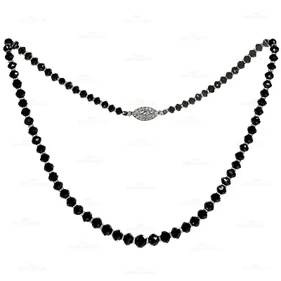 $20500 • Buy Antique CARTIER Platinum Clasp Black Diam Bead Briolette-Cut White Diam Necklace
