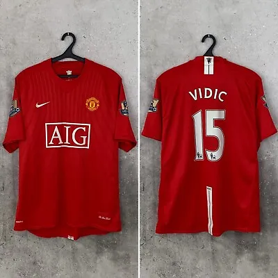 MANCHESTER UNITED 2007 2008 2009 HOME FOOTBALL SHIRT #15 VIDIC NIKE JERSEY Sz XL • $105.67