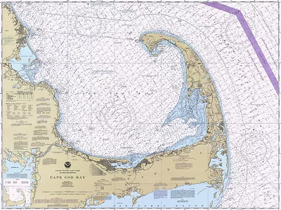 Canvas Cape Cod Bay In Mass Nautical Chart Sailing Map 18x24 Gallery Wrap Art • $85