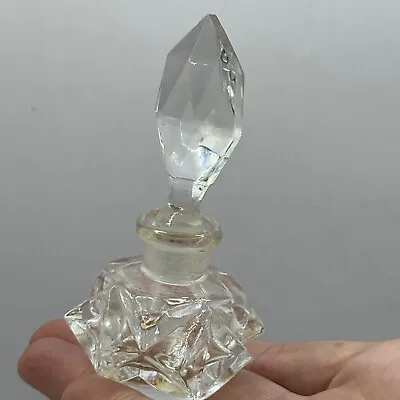 Vtg 1930s ART DECO Small Beveled Hand Cut Lead Crystal Glass Perfume Bottle • $39.50