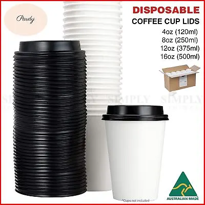 Pardy Disposable Coffee Cup Lids Plastic 4oz 8oz 12oz 16oz Takeaway Hot Drink • $13.99