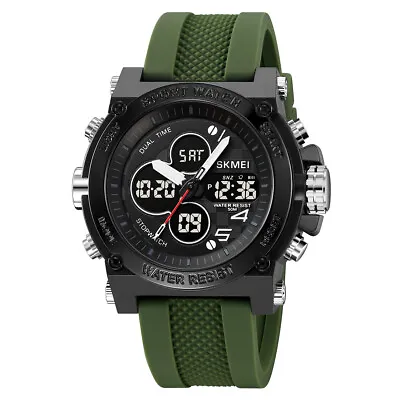 Men Army Sports Watch Dual Time Zones Military Digital Analog Electronic Watch • $15.89