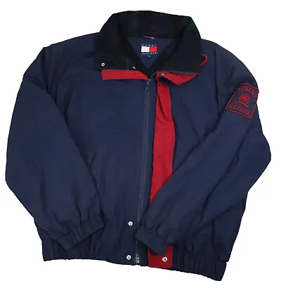 Vintage 90s Tommy Hilfiger Mens Large Fleece Lined Jacket Blue Sailing • $14.99