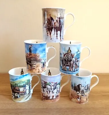 SET 6 Ceramic Coffee Tea Mugs Danbury Mint WORKING HORSES By Malcolm Greensmith • £19.99