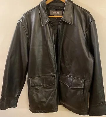 Vtg Wilsons Leather Coat Black Full Front Zip Quilted Lining Cargo Pkts Medium • $64.99