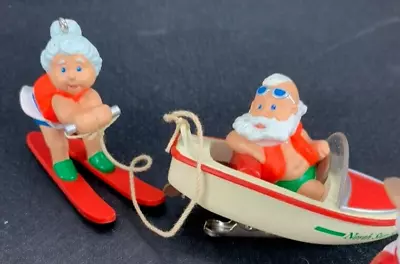 1995 Vintage Hallmark Ornament Water Skiing Santa & Mrs. Claus Square Dance Lot • $32