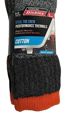 Dickies 3Pk Steel Toe Crew Socks Size 6-12 Gray Cotton Heavy Weight Thermal NEW • $15.20