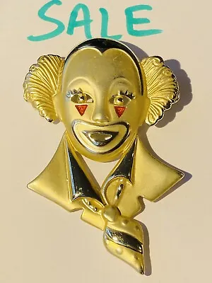 Superb Large Brooch Goldtone Costume Clown Marionette Pierrot • £9.03