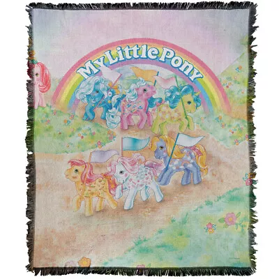 My Little Pony Retro Blanket 50 X60  Classic Ponies Woven Cotton Blend Throw • $46.99