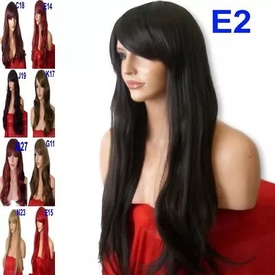 Ladies Long Curly Wigs For Women Wavy Hair Party Cosplay Wig • £11.69