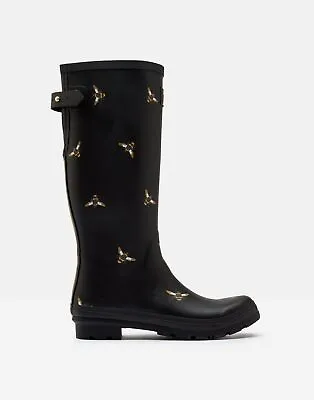 £19.95 • Buy Joules Womens Welly Print With Adjustable Back Gusset - Black Metallic Bees