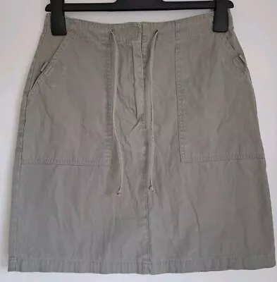 Chino Pencil Skirt Size UK 10 Grey Pockets Utility Knee Length Cargo • £12.95